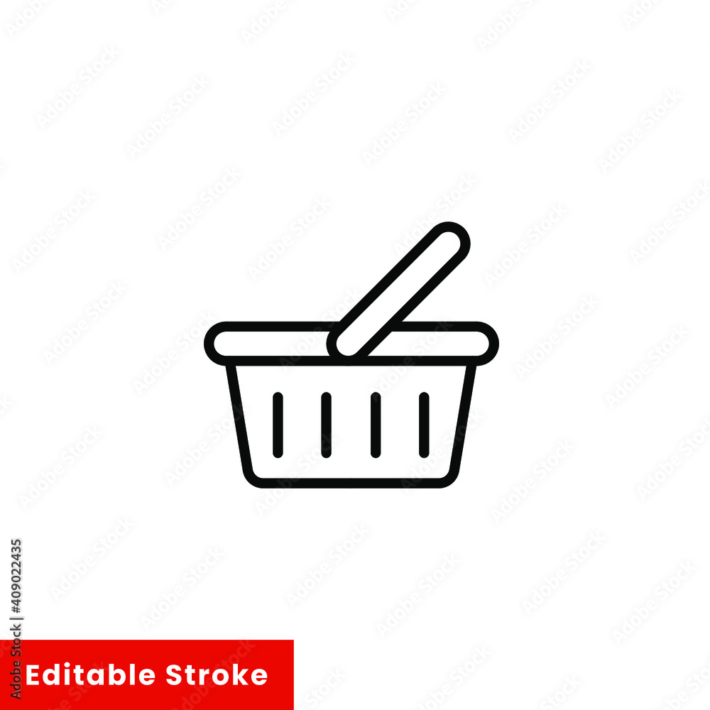 Shopping basket icon. Simple line style for web template and app. Shop, cart, bag, store, online, purchase, buy, retail, vector illustration design on white background. Editable stroke EPS 10 Shopping basket icon. Simple line style for web template and app. Shop, cart, bag, store, online, purchase, buy, retail, vector illustration design on white background. Editable stroke EPS 10