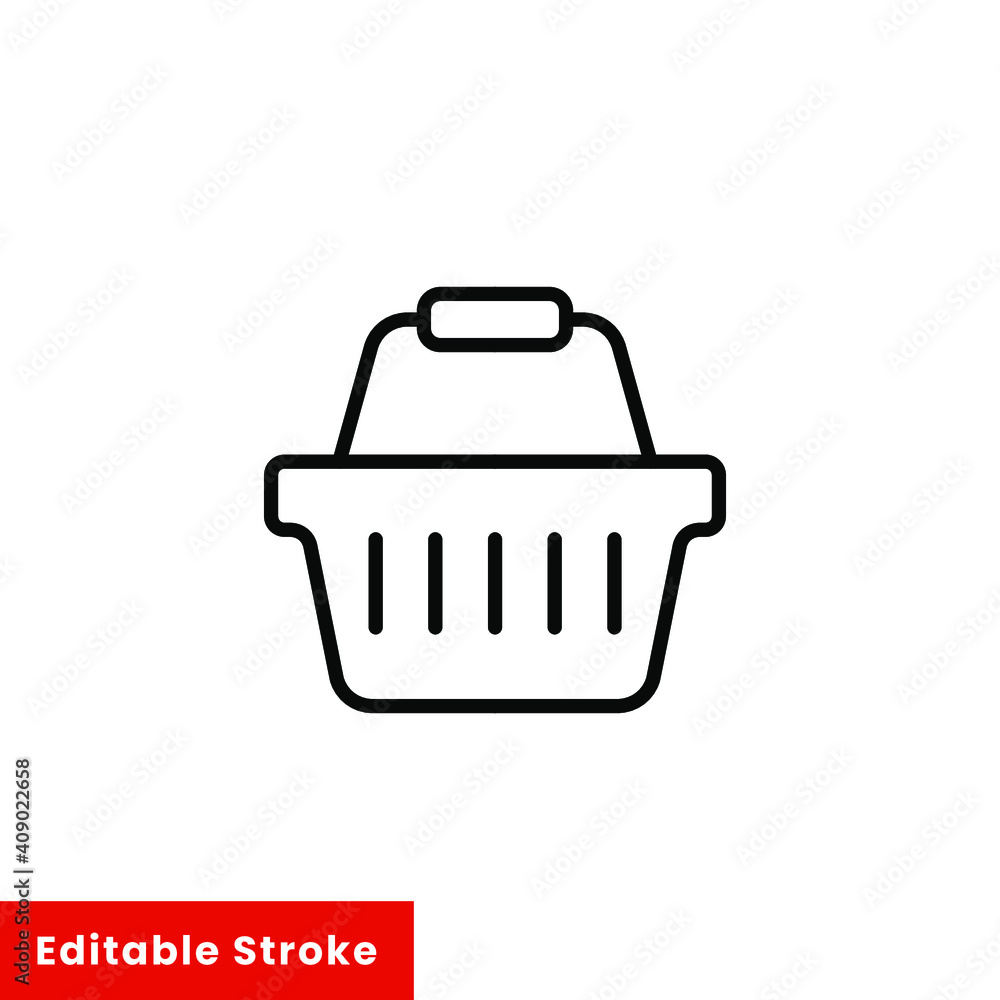 Shopping basket icon. Simple line style for web template and app. Shop, cart, bag, store, online, purchase, buy, retail, vector illustration design on white background. Editable stroke EPS 10 Shopping basket icon. Simple line style for web template and app. Shop, cart, bag, store, online, purchase, buy, retail, vector illustration design on white background. Editable stroke EPS 10