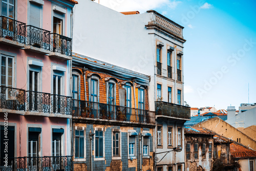 Fototapeta Naklejka Na Ścianę i Meble -  Traditional, old buildings in Lisbon, Portugal, Europe