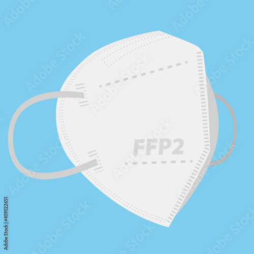 FFP2 respirator face mask on blue background vector illustration