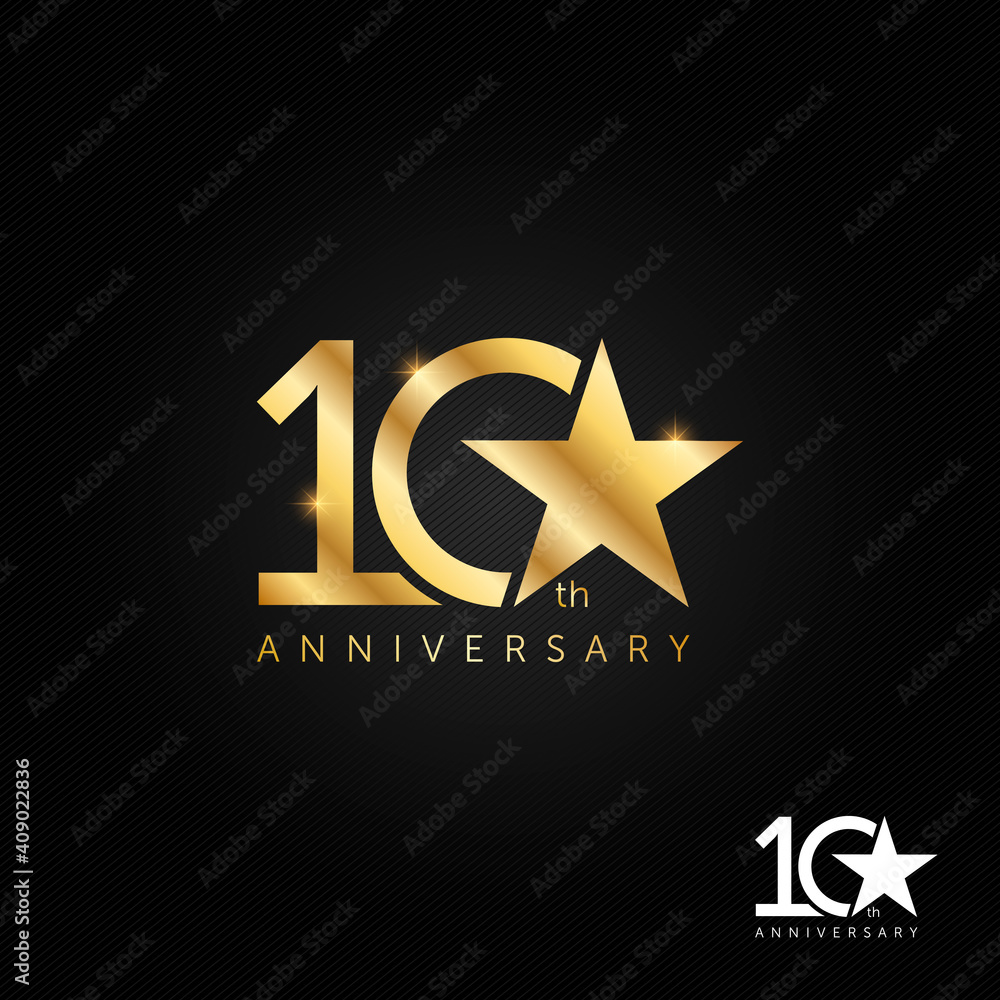 Obraz premium 10 years anniversary logo, icon and symbol vector illustration