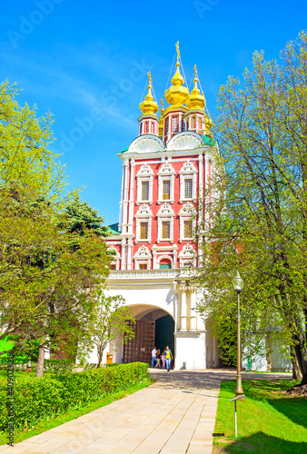 The stunning Preobrazhenska Gate churc of Novodevichy Convent in Moscow, Russia photo