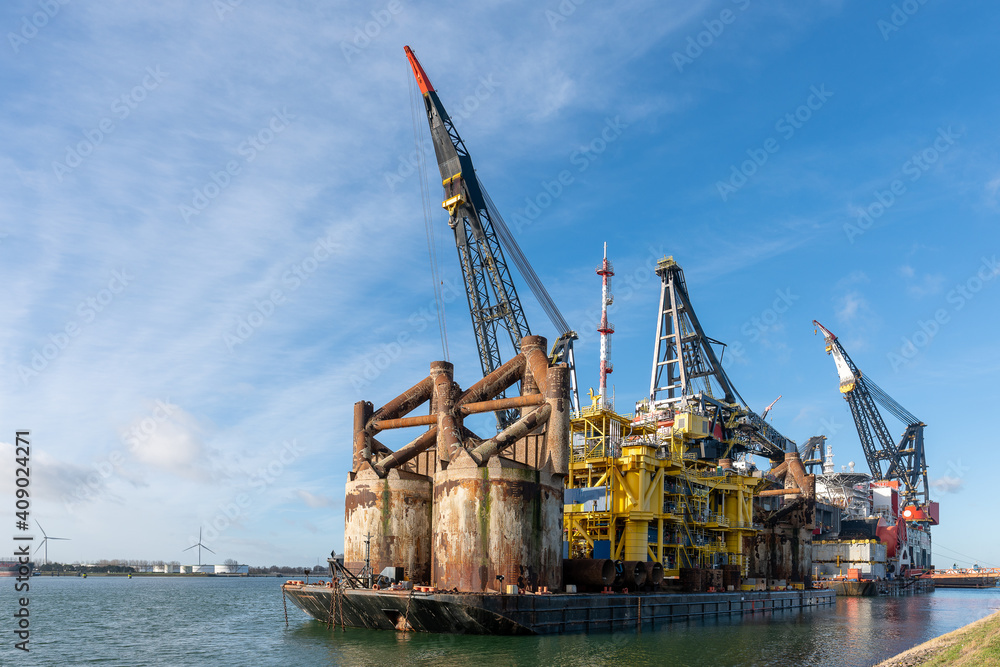 Thialf Submersible crane ship in the port of Rotterdam