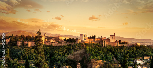 Sunset on the Alhambra over Granada