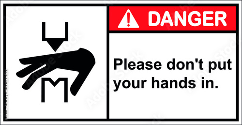 Be careful with your hand being crushed.,Danger sign