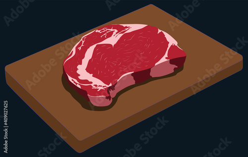 steak of meat on cutting board