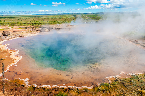 Принти на полотні Geysir of The Great Geysir in Iceland is the most famous geysir all over the world