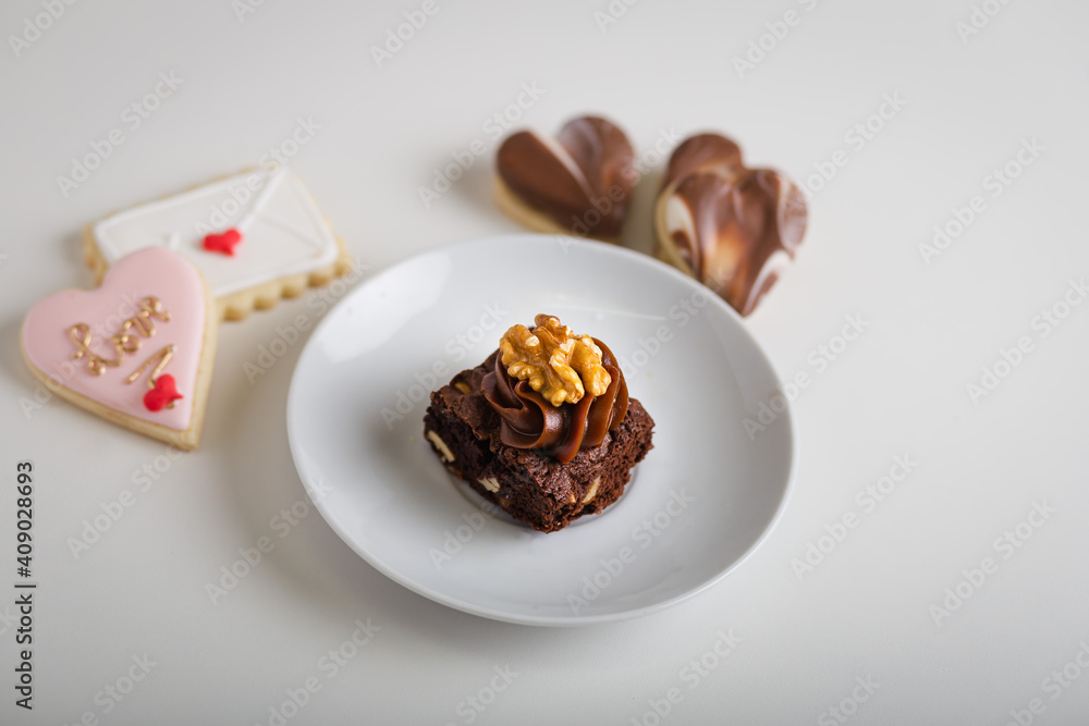 valentine's day, special gift box with cookies, mini cake and chocolates valentine's day, special gift box with cookies, mini cake and chocolates