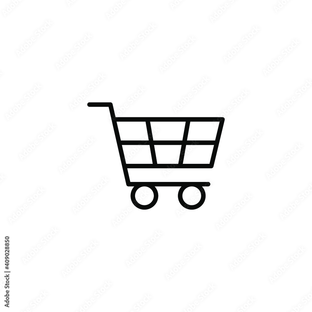 Shopping cart icon. Simple line style for web template and app. Shop, basket, bag, store, online, purchase, buy, retail, vector illustration design on white background. EPS 10