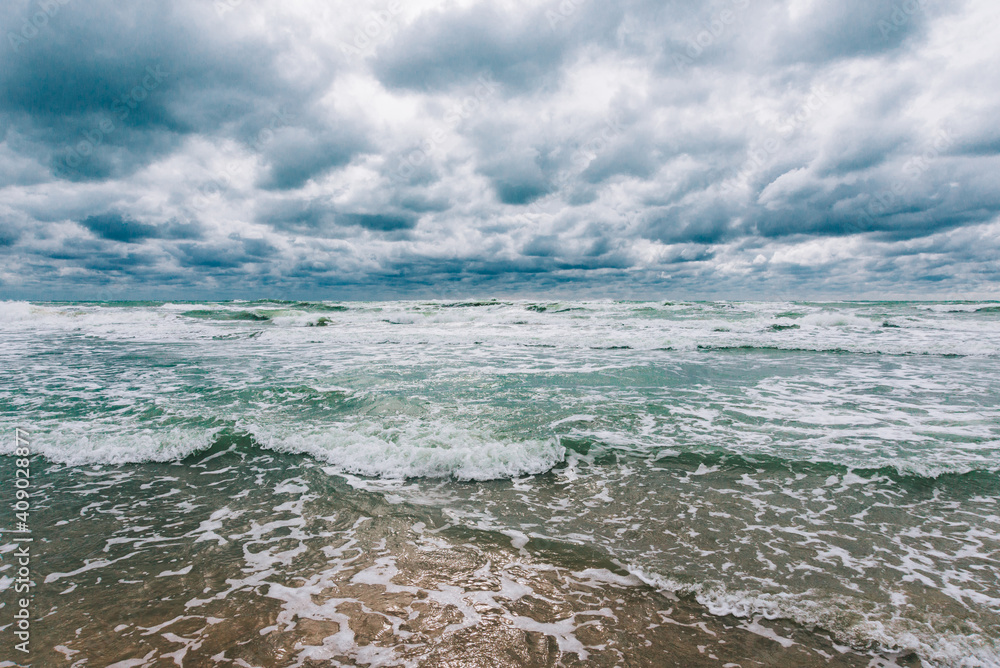 Stormy Black sea in day time, big waves and gusty wind Stormy Black sea in day time, big waves and gusty wind