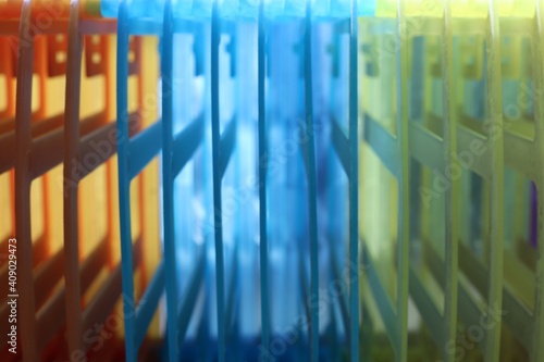 close - up colorful plastic compartment texture background