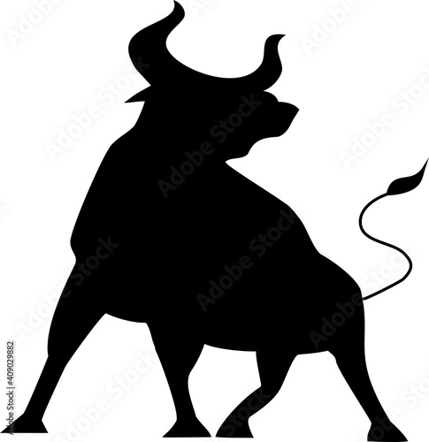 black silhouette of an angry bull on a white background vector