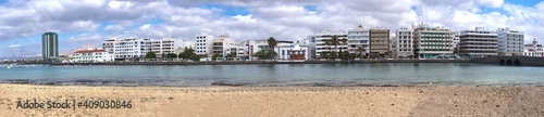 Lanzarote, Spain, January 20, 2020: Panoramic photograph of the city of Arrecife on the island of Lanzarote, Canary Islands