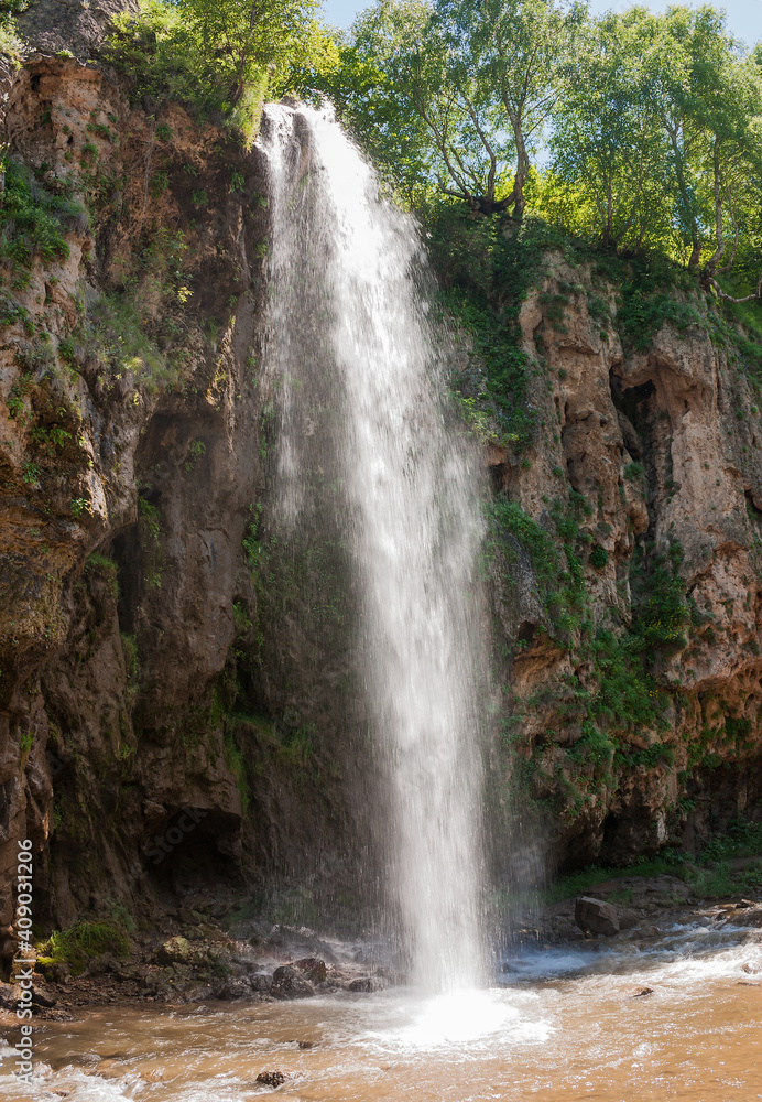 Fototapeta premium Honey Waterfalls are located in the Karachay Circassian Republic a natural attraction of Russia.