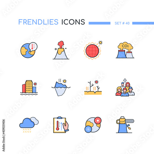 Climate change - modern line design style icons set