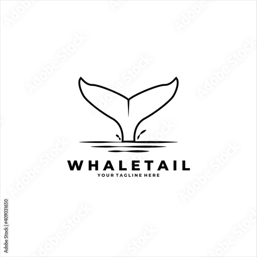 whale tail line art minimalist vector logo illustration design