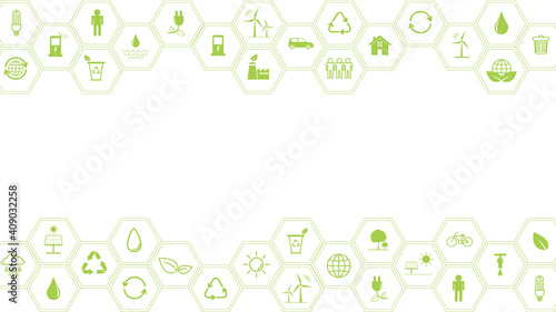 Green Business template and background for Sustainability concept with flat icons