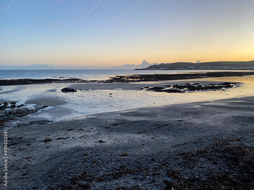 Sunset on the beach at Douglas Isle of Man