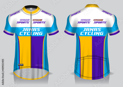 Jersey cycling template design uniform front and back view