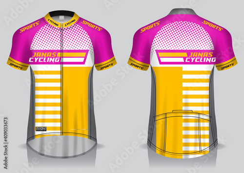 Jersey cycling template design uniform front and back view