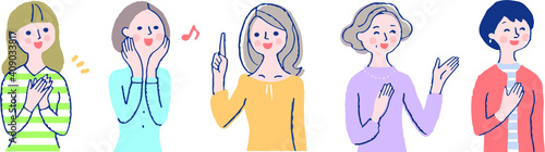 笑顔の女性５人　セット