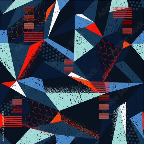 Abstract seamless geometric pattern. Polygonal repeat print for sport textile, clothes, wrapping paper.