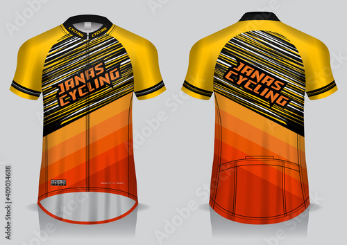 Jersey cycling template design uniform front and back view