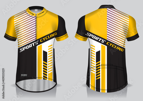 Jersey cycling template design uniform front and back view