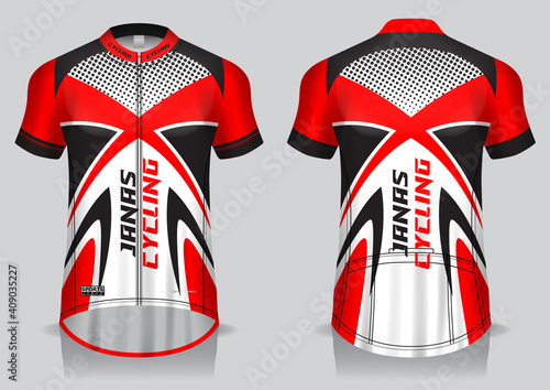 Jersey cycling template design uniform front and back view