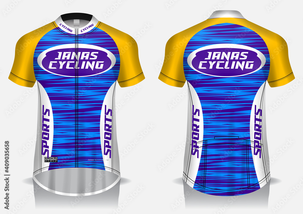 Jersey cycling template design uniform front and back view Stock Vector