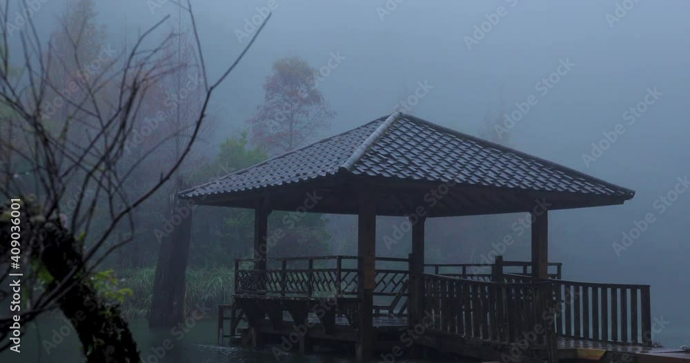 Yilan County, Taiwan, National Forest Recreation Area, Poming Pool on a rainy day Yilan County, Taiwan, National Forest Recreation Area, Poming Pool on a rainy day