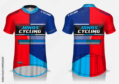 Jersey cycling template design uniform front and back view