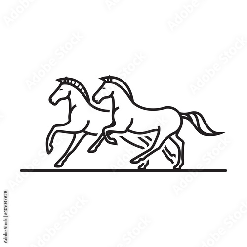 line art of two horse on white