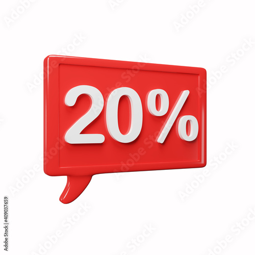 20 % discount sale 3d style illustration