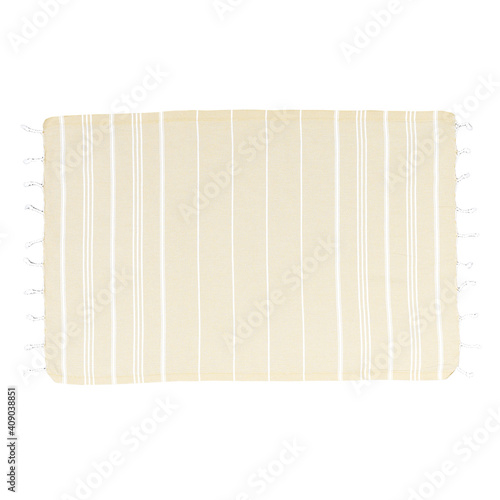 Beach fashion Turkish towels isolated cutout on white background with striped patterns