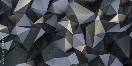 triangle geometric shape pattern with dark metal surface 3d render illustration