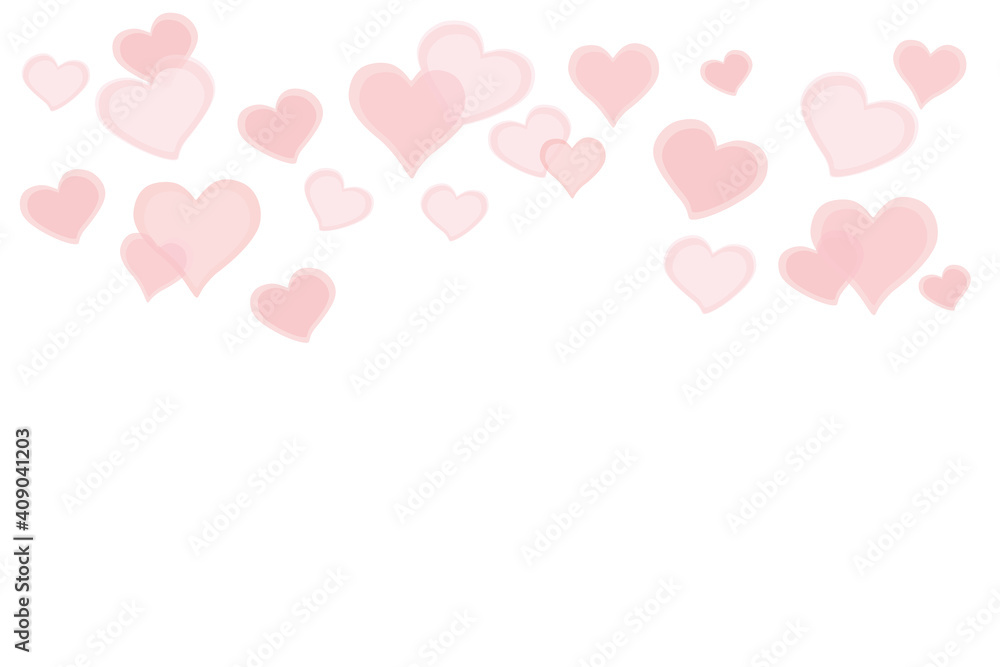 Viele rosa Herzen, die auf einem weißen Hintergrund nach oben schweben.