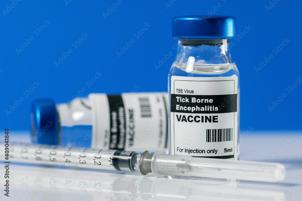 tick borne encephalitis TBE virus vaccine vials and syringe tick borne encephalitis TBE virus vaccine vials and syringe