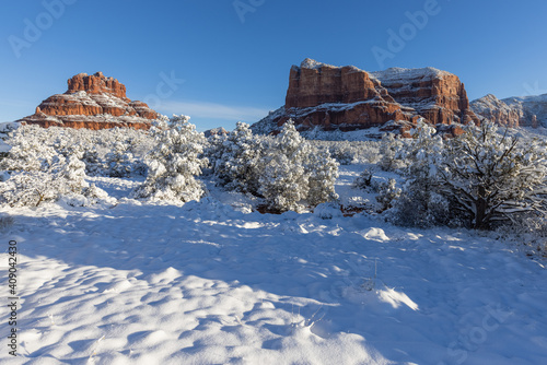 Scenic Snow Covered Landscape in Sedona Arizona in Winter