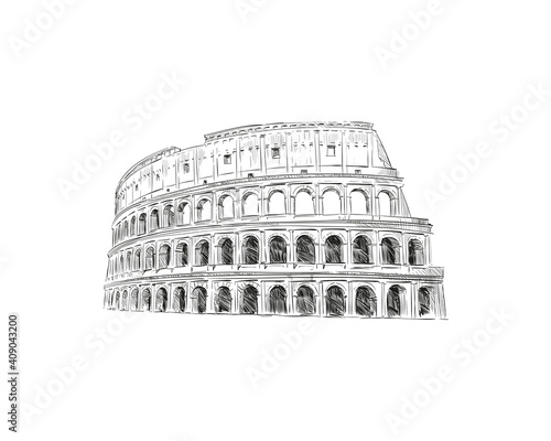Coliseum. Rome. Italy. Hand drawn landmark sketch. Vector illustration.