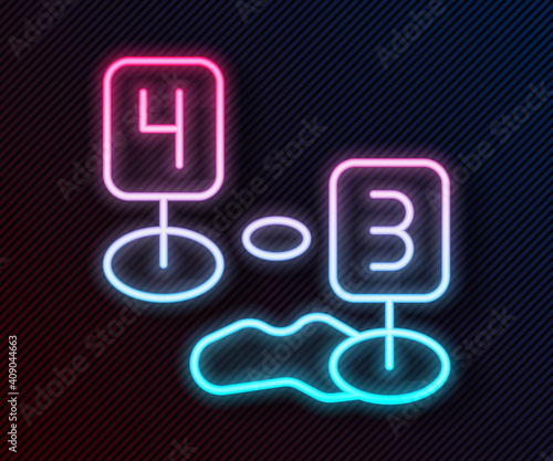 Glowing neon line Marker of crime scene icon isolated on black background. Vector.