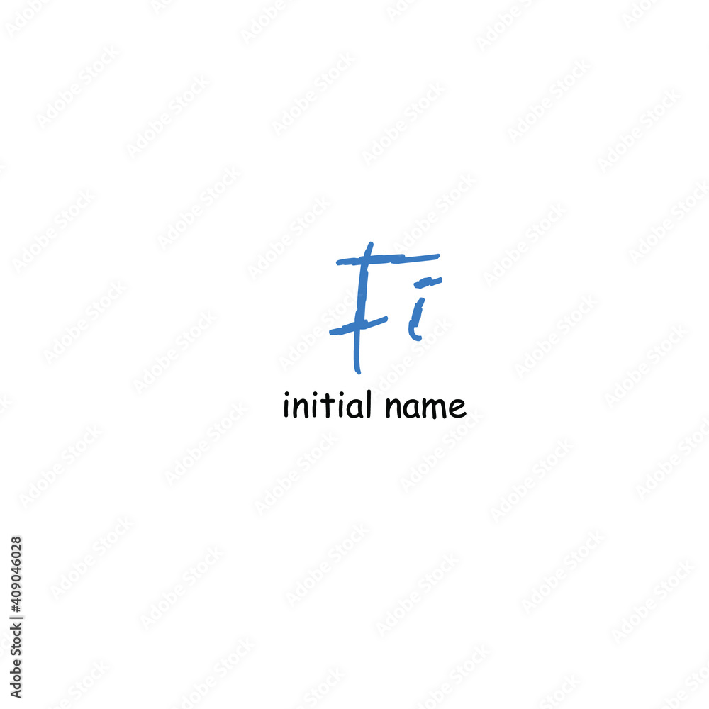 Fi Initial Handwriting or Handwritten Logo for Identity. Logo with Signature and Hand Drawn Style.