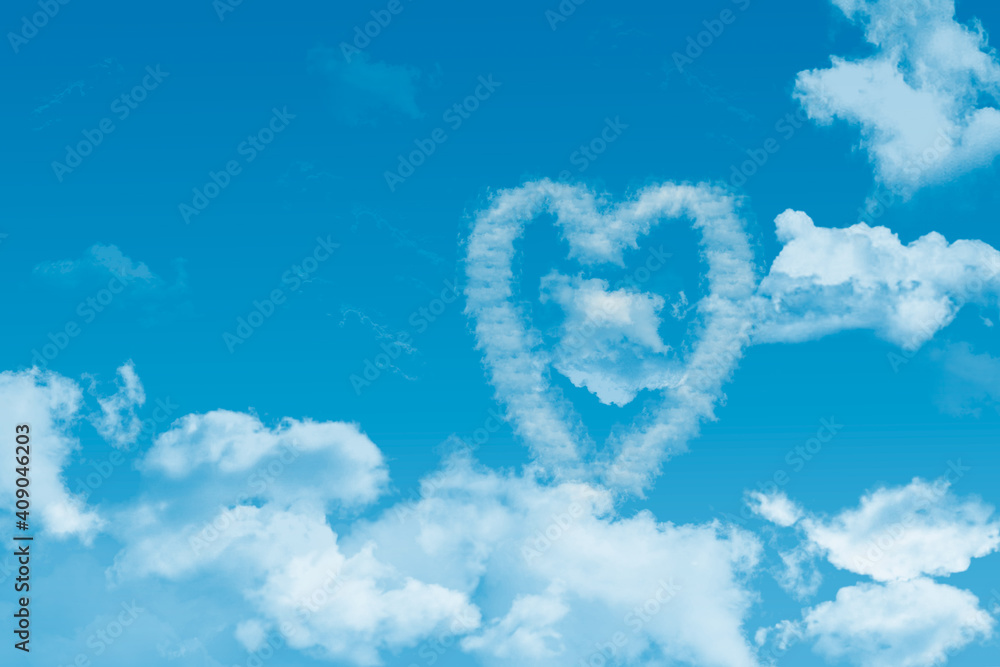 Love is in the air, with clouds and blue background. Love is in the air, with clouds and blue background.