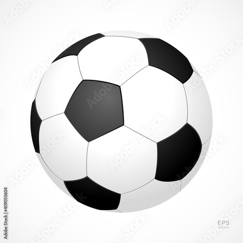 Football Vector Icon. Black and White Soccer Ball. Half-Turn View
