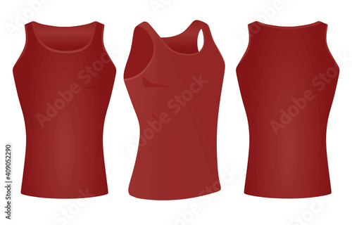 Red sleeveless t shirt. vector illustration