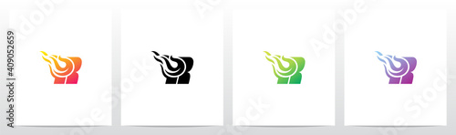 Meteor Comet On Letter Logo Design R