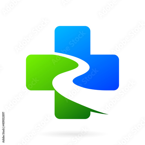 medical road river logo design template
