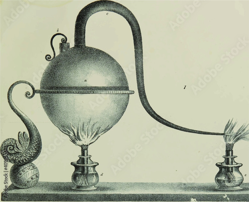 Vector of old alembic for the distillation of alcohol. This contraption dates from approximately 1850.