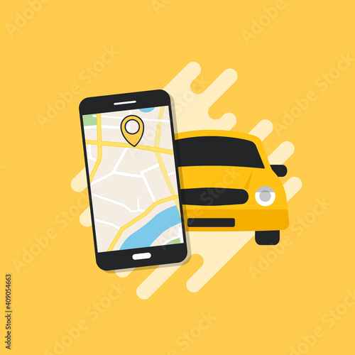 Car sharing concept, flat vector illustration