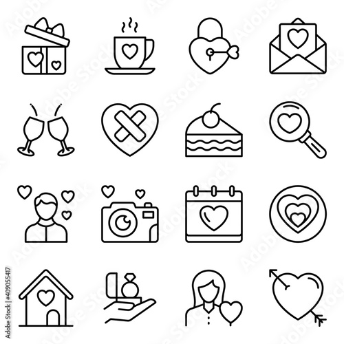Pack of Valentines Line Icons 